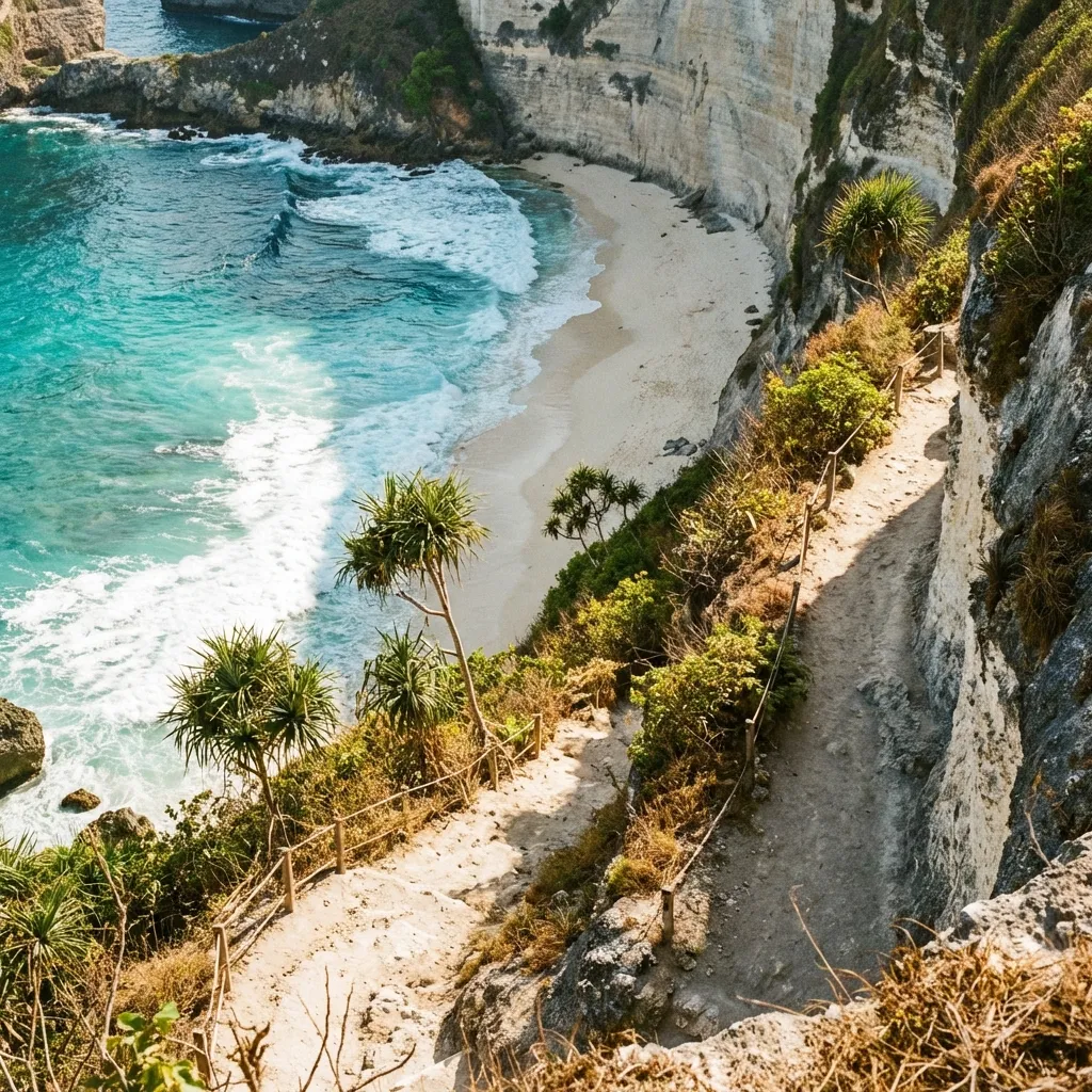 The dramatic cliff path leading to Nyang Nyang Beach