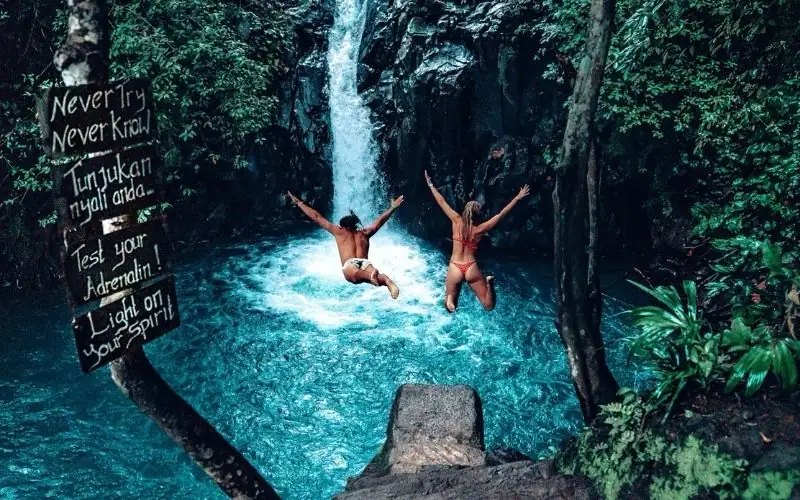 Cliff jumping at Aling-Aling waterfall